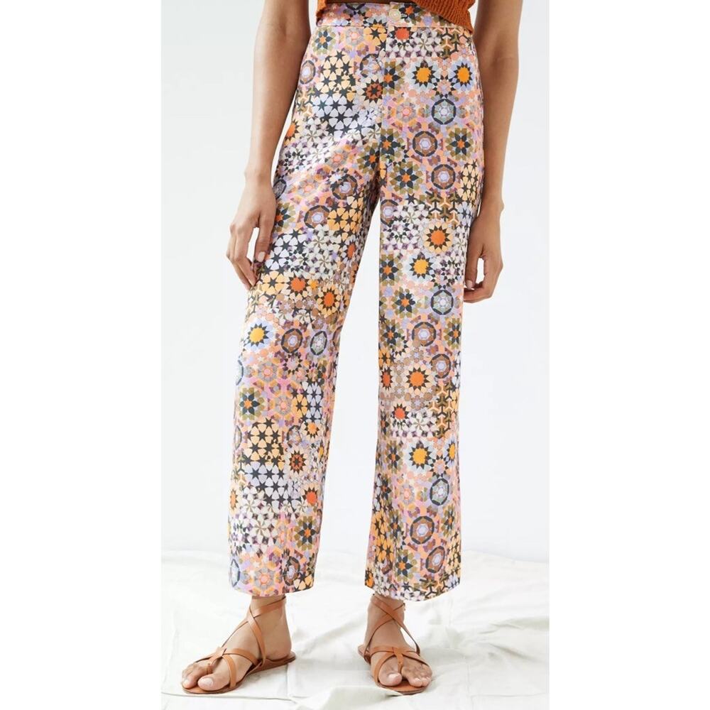 Anthropologie Size 6 Geometric Kaleidoscope Straight Pants High Rise Wide Leg - Picture 9 of 9